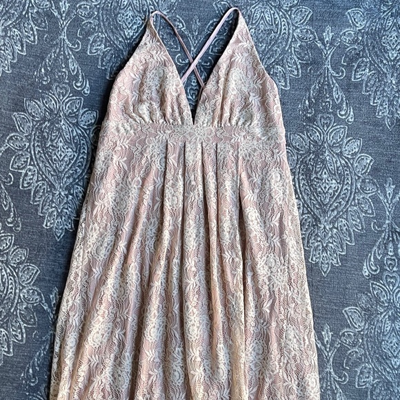 Lulus Stolen Moments Dusty Pink Lace-Up Lace Maxi Dress Size XL - Picture 6 of 14